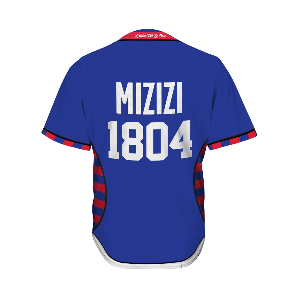 Red white blue baseball top jersey